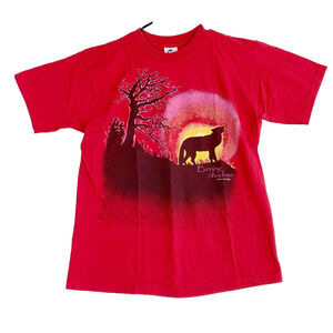 Vintage 90s Harlequin Evening Shadows National Wildlife Wolf Tee T-Shirt XL